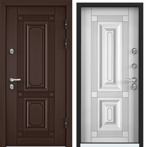 Дверь SNEGIR 45 РР (950,2050, L, 8017 коричневый, OS45-02,КТ Белый,S45-02, хром,НАКЛ,НК20)(RAL 8019)