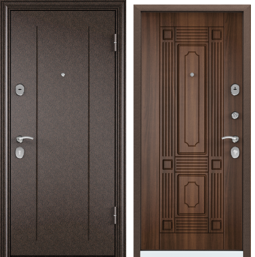 Дверь DELTA 07  86 R прав. медь RGSO  ПВХ орех  СК4 хром накл