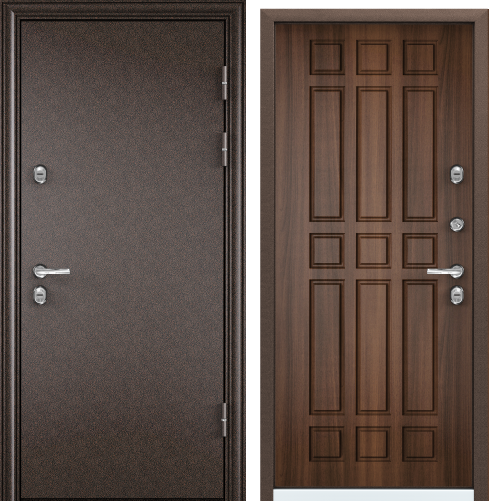 Дверь Профессор Д 1300 L лев. ПВХ ЛЕС орех Р-3 хром накл (раб.створка по "стандарту" 90мм)