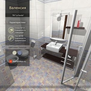 Бордюр "Валенсия G1" (500х75) синий Люкс 2550075