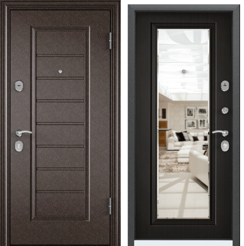 Дверь DELTA MIRROR  M (860, 2050, R, медь, VDM-2, ПВХ венге, ЗВС-1, хром, НАКЛ,)