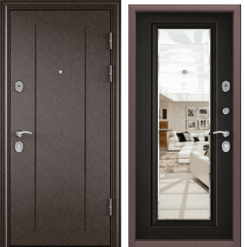 Дверь DELTA MIRROR  М  86 L лев RGSO  медь ПВХ  венге 3ВС-1  хром накл