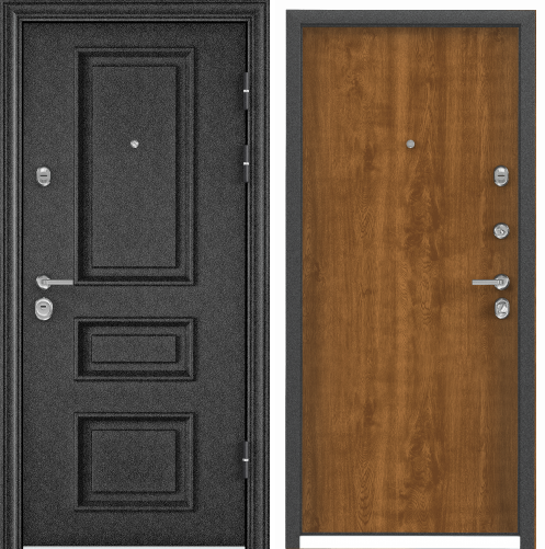 Дверь ULTIMATUM-М МР 95 R черный шелк.FL-1 КТ Дуб медовый, РК-8U.хром накл