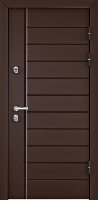Дверь SNEGIR 45 РР (950, 2050, L, 8017 коричневый, OS45-07,КТБелый, S45-07,хром,НАКЛ, НК2,(RAL 8019)