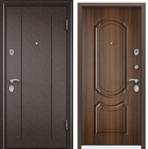 Дверь DELTA-M 10 ( 950, 2050, L, медь, RGSO, ПВХ ЛЕС орех, D1, хром, НАКЛ, )