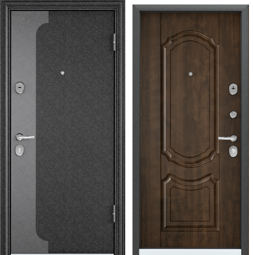 Дверь DELTA M 86 R прав. LUX color черн.шелк,SP-12G.КТ Орех грецкий.,D1,хром накл.