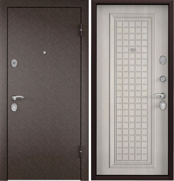 Дверь СТАРТЕР (960,2050,L, медь,-, ПВХ Ларче Бьянко, СК3, хром НАКЛ,-,-)