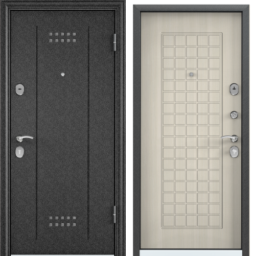 Дверь DELTA-M 11 (950, 2050, L, черный шелк, DL-2, ПВХ БЕЛ перламутр, D4, хром, НАКЛ,-,-)