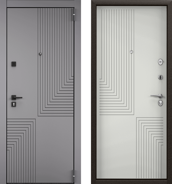 Дверь Х7 PRO  (950, 2050,L,ПВХ Гриджио Х6-HT1, -, ПВХ Бетон известковый, X6-HT1 черн квад НАКЛ НУ-1