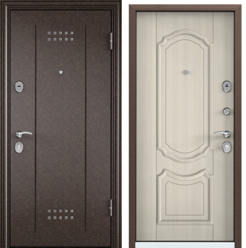 Дверь DELTA-M 11 (950, 2050, R медь, DL-2, ПВХ БЕЛ перламутр, D1, хром, НАКЛ, )