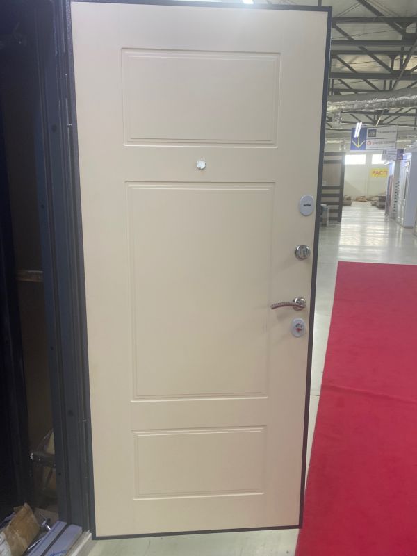 Дверь DELTA-M 10 (860, 2050, L, темно-синий букле, VDM-1, ПВХ Слоновая кость, D6-18, хром, НАКЛ, -,