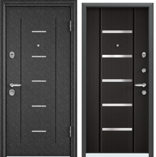 Дверь SUPER  OMEGA 08  95 R прав. черный шелк, RP4.ПВХ венге, RS-1. хром накл.