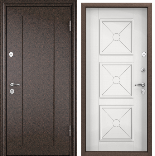 Дверь DELTA-M 10 (860, 2050, R, медь, RGSO, КТ Белый, D20, хром, НАКЛ, -, -) (медь, Панель 10 мм)