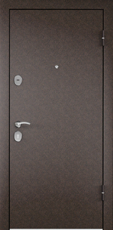 Дверь СТАРТЕР (860,2050,L, медь ПВХ Ларче Шоколад, СК4, хром НАКЛ,)