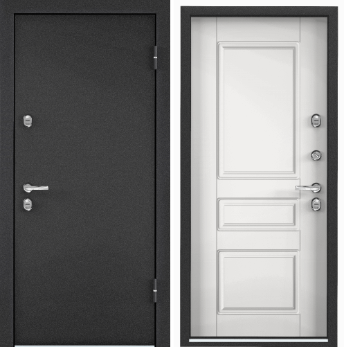 Дверь SNEGIR 20 MP (880, 2050, R, черный муар металлик, -, КТ Белый, S20-19, хром, НАКЛ, РУСТ, -) (ч