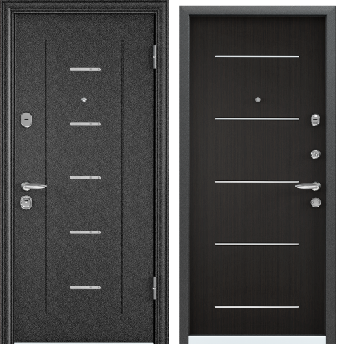 Дверь SUPER  OMEGA 07 (950,2050 L черный шелк, RР4, Венге, 5М7, хром накл.