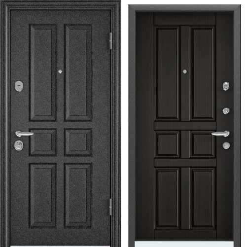 Дверь SUPER  OMEGA 08  86 R прав. черный шелк, VDM-1.ПВХ венге, RS-8. хром накл.