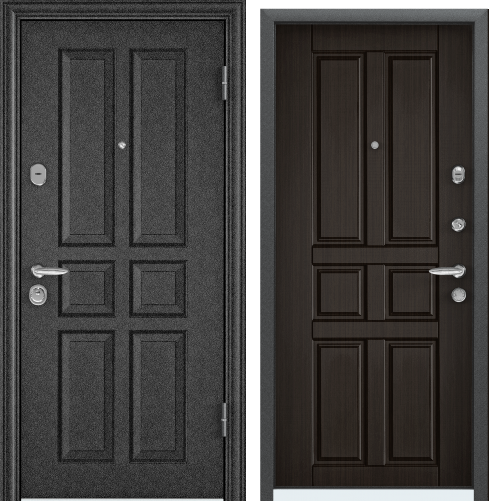 Дверь SUPER  OMEGA 08  95 L лев. черный шелк, VDM-1.ПВХ венге, RS-8. хром накл.