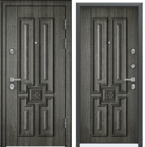 Дверь PROFESSOR-4+ 02 РР 88 R прав.КТ Дуб пепельный,5D4.хром накл, НК3, черный шелк