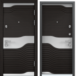 Дверь PROFESSOR-4+ 02 РР 88 .L лев,ПВХ Венге поперечное,NEO-2, ПВХ .хром, накл, НК2, черный шелк