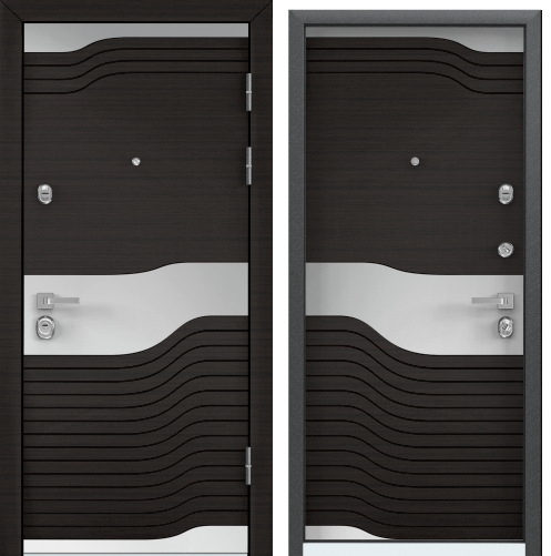 Дверь PROFESSOR-4+ 02 РР 88 .L лев,ПВХ Венге поперечное,NEO-2, ПВХ .хром, накл, НК2, черный шелк