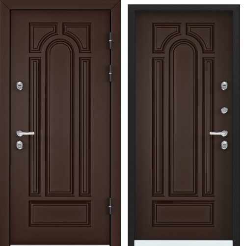 Дверь SNEGIR 60 РР (880,2050,L,8017 Коричневый,TS-7,Коричневый, TS7 хром НАКЛ,НК2