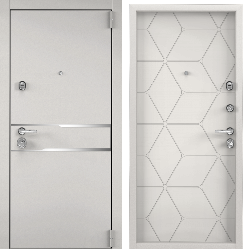Дверь SUPER OMEGA 100 ( 950, 2050, L, бьянко муар, SP-17, СТ Милк матовый, SO-HT-3, хром,НАКЛ, )