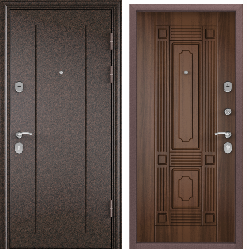 Дверь DELTA 07  86 R прав. медь RGSO  ПВХ ЛЕС орех  СК4 хром накл