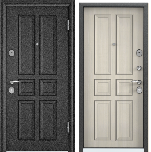 Дверь DELTA 07M  95 R прав.черный шелк VDM-1.ПВХ БЕЛ перламутр,СК2-хром накл.(с нерж.порогом)