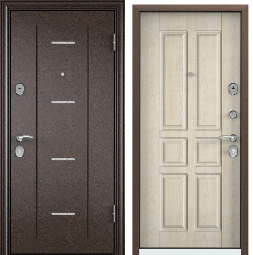 Дверь DELTA-M 11 (950, 2050, R, медь, DL-1 КТ Дуб бежевый, D12, хром, НАКЛ, )