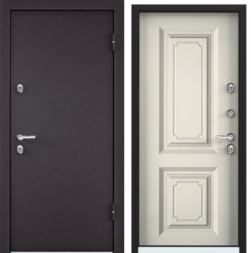 Дверь SNEGIR 20 MP (950, 2050, L, 8019,-, ПВХ Слоновая кость, S20-02,  хром, НАКЛ,-,- ) (RAL 8019)