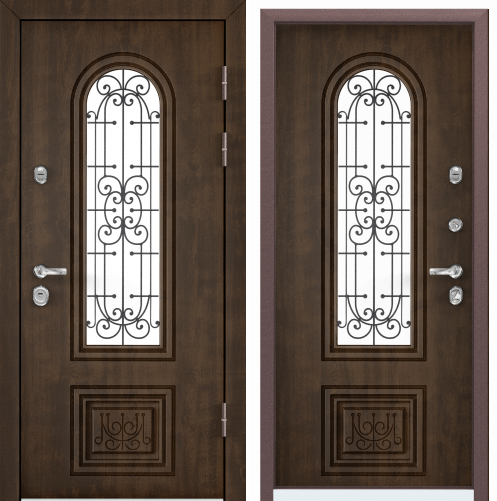 Дверь PROFESSOR-3 02 HOME-1 PP 95 R прав. KT Орех грецкий WIN-1 KT Орех грецкий без стекло