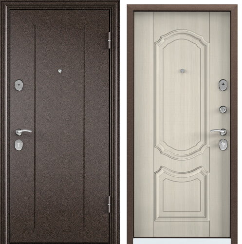 Дверь DELTA-M 10 ( 950, 2050, L, медь, RGSO, ПВХ БЕЛ перламутр, D1, хром, НАКЛ, )