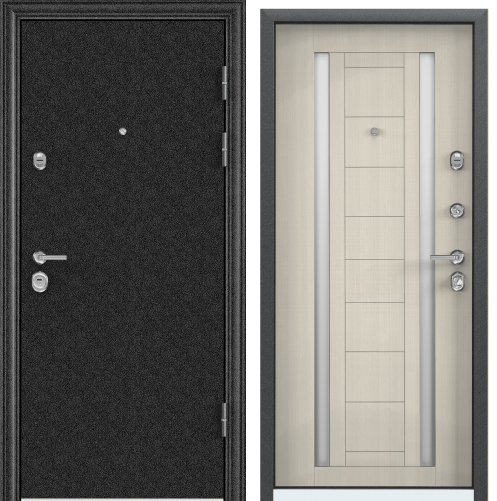 Дверь ULTIMATUM МP (950, 2300, R, черный шелк, , ПВХ БЕЛ перламутр, КВ-24П, хром, НАКЛ,)