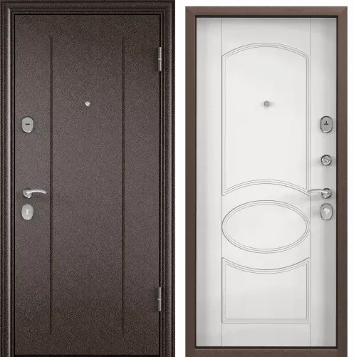 Дверь DELTA-M 10 (860, 2050, L, медь, RGSO, КТ Белый, D20, хром, НАКЛ, -, -) (медь, Панель 10 мм)