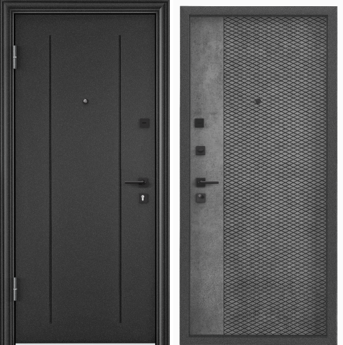 Дверь DELTA PRO MP (950, 2050, R, темно-серый букле графит, RGSO, ПВХ Бетон темно-серый, D-DL1, черн