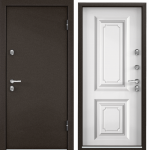 Дверь SNEGIR 20 MP (880, 2050, L, букле коричневый,-, КТ Белый S20-02,  хром, НАКЛ,РУСТ-)(коричневый