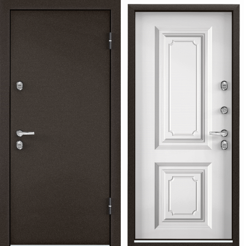 Дверь SNEGIR 20 MP (880, 2050, L, букле коричневый,-, КТ Белый S20-02,  хром, НАКЛ,РУСТ-)(коричневый