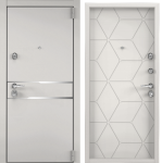 Дверь SUPER OMEGA 100 (880,2050,L,бьянко муар, SP-17, СТ Милк матовый, SO-HT-3, хром,НАКЛ,)