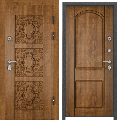 Дверь ULTIMATUM PP 95 R КТ Дуб медовый КВ-1,КТ Дуб медовый КВ-8 хром накл.НК2 влагостойкая панель