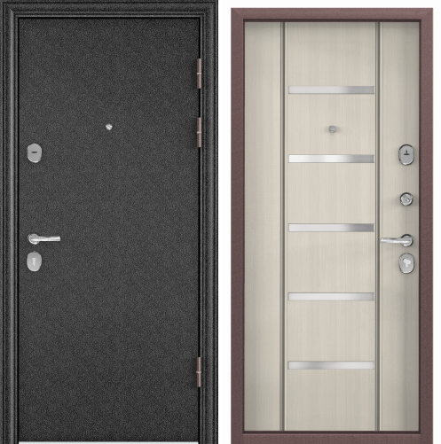 Дверь DELTA M 86 L лев. LUX color черн.шелк,SP-9G.ПВХ БЕЛ перламутр,D10хром накл.