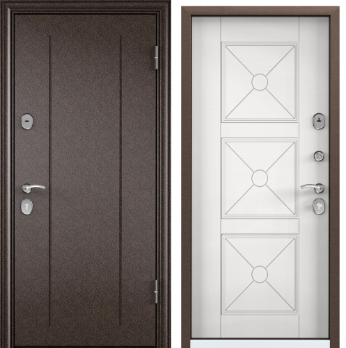 Дверь DELTA-M 10 (950, 2050, R, медь, RGSO, КТ Белый, D6-16, хром, НАКЛ,-,-) (МДФ 6мм с внутр)