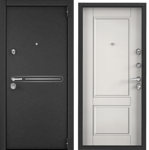 Дверь SUPER OMEGA 100(950,2050, L, черный муар металлик,SP-16, СТ Милк матовый, SO-NC-1, хром,НАКЛ