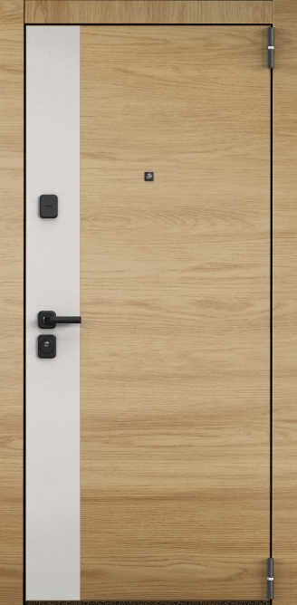 Дверь SUPER OMEGA PRO PP (880, 2050, R, ПВХ Дуб янтарь горизонт, OP-S1-M/черная шагрень, ПВХ Дуб янт