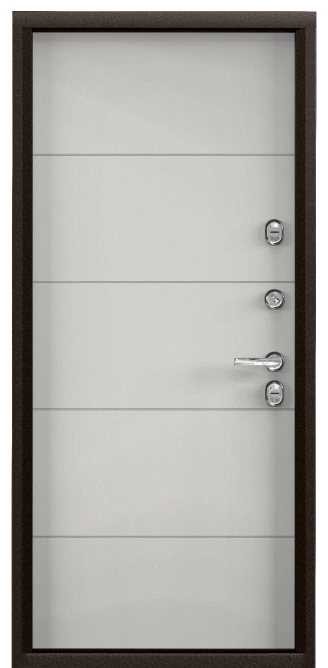 Дверь SNEGIR PRO MP (950, 2050,L,букле коричневый  ПВХ Бьянко  S60-D L3хром НАКЛ