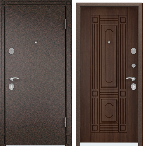 Дверь СТЕЛ-07 (86 R прав.медь-Орех НОРД,СК4,хром накл)