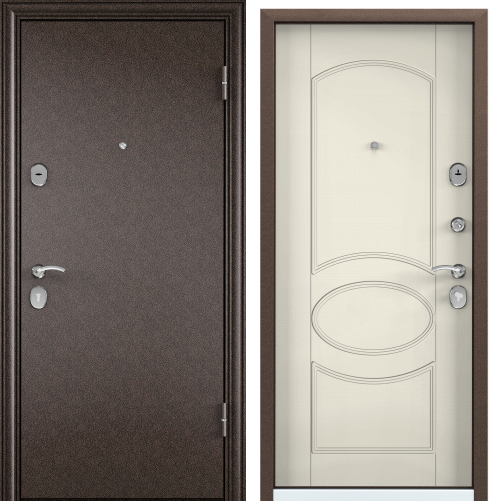 Дверь DELTA-M 10 (950, 2050, L, медь,RGSO,ПВХ Слоновая кость, D6-19, хром, НАКЛ,) (МДФ 6мм с внутр)