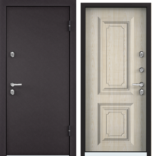 Дверь SNEGIR 20 MP (880, 2050, L, букле коричневый, -, КТ Дуб бежевый, S20-02, хром, НАКЛ, РУСТ, -)