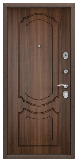 Дверь DELTA-M 10 (950, 2050, L, медь, RGSO, ПВХ ЛЕС орех, D1, хром, НАКЛ, -, -) (Панель 10 мм)