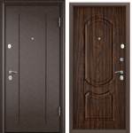 Дверь DELTA-M 10 (950, 2050, L, медь, RGSO, ПВХ ЛЕС орех, D1, хром, НАКЛ, -, -) (Панель 10 мм)